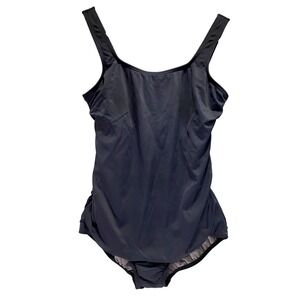 Lands' End Swimsuit Tummy Control Ruched One Piece Bathing Suit Black Size 8